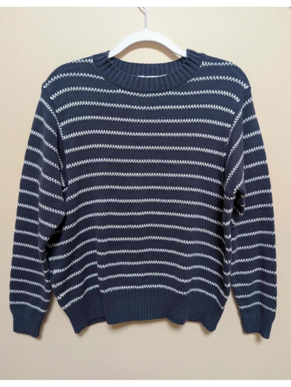 Time and Tru Blue & White Striped Knit Sweater – Women’s Medium (8–10)